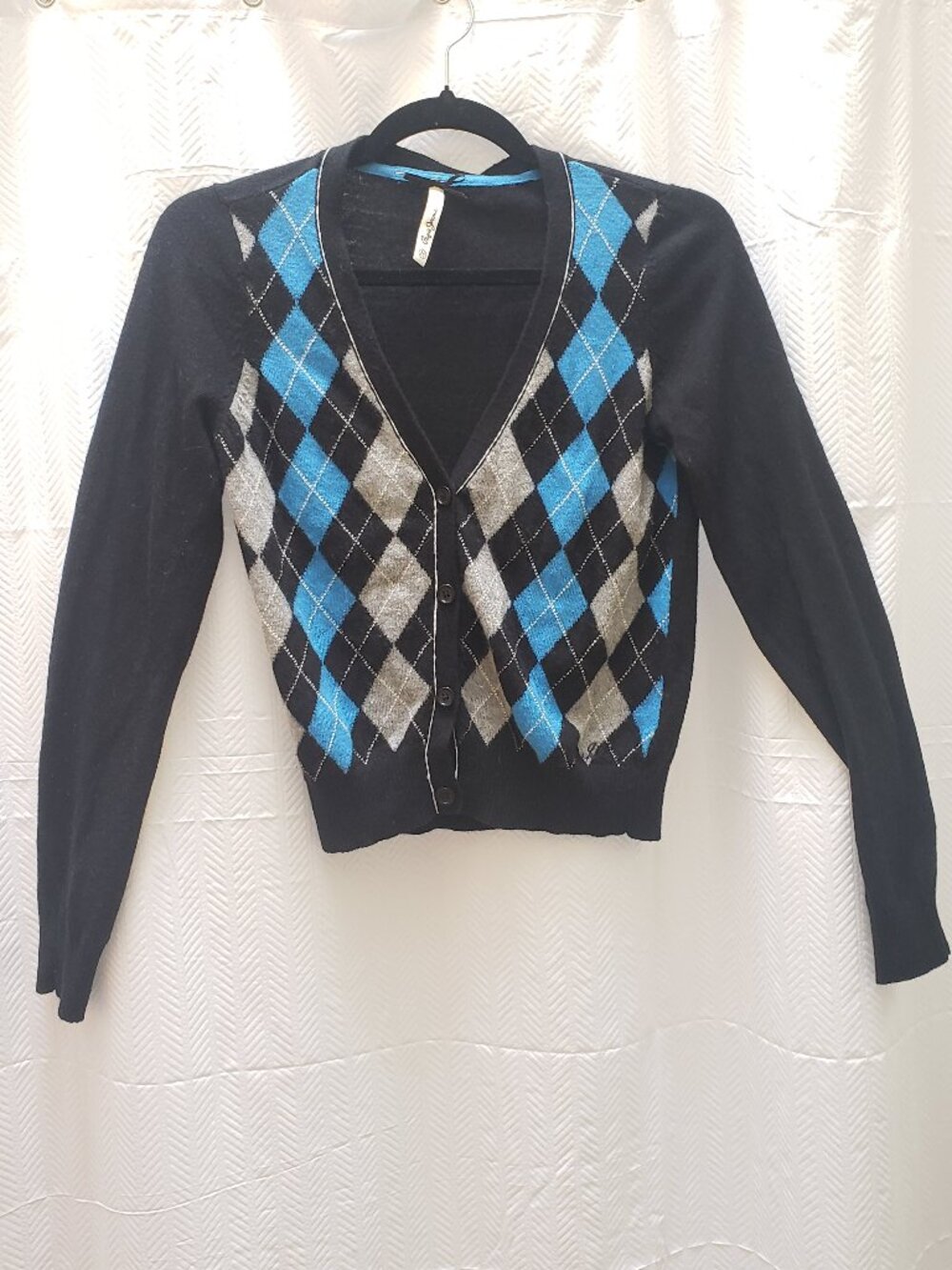 Pepe Jeans Short Women's Knitted Argyle Cardigan with Buttons